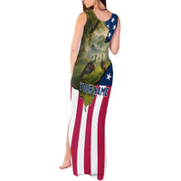 Custom American Flag Turkey Hunting Tank Maxi Dress with Illinois State Outline Country Farm Scene - Wonder Print Shop