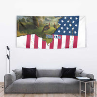 Custom American Flag Turkey Hunting Tapestry with Illinois State Outline Country Farm Scene - undefined