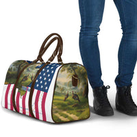 Custom American Flag Turkey Hunting Travel Bag with Illinois State Outline Country Farm Scene - Wonder Print Shop