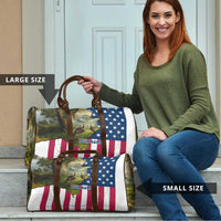 Custom American Flag Turkey Hunting Travel Bag with Illinois State Outline Country Farm Scene - Wonder Print Shop