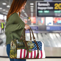 Custom American Flag Turkey Hunting Travel Bag with Illinois State Outline Country Farm Scene - Wonder Print Shop