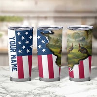 Custom American Flag Turkey Hunting Tumbler Cup with Illinois State Outline Country Farm Scene - Wonder Print Shop