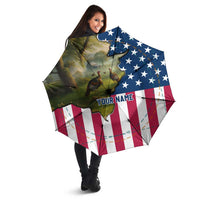 Custom American Flag Turkey Hunting Umbrella with Illinois State Outline Country Farm Scene - Wonder Print Shop