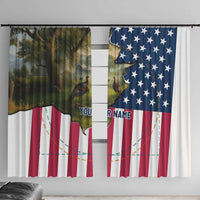 Custom American Flag Turkey Hunting Window Curtain with Illinois State Outline Country Farm Scene - Wonder Print Shop