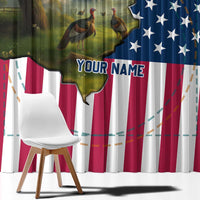 Custom American Flag Turkey Hunting Window Curtain with Illinois State Outline Country Farm Scene - Wonder Print Shop