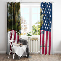 Custom American Flag Turkey Hunting Window Curtain with Illinois State Outline Country Farm Scene - Wonder Print Shop