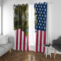 Custom American Flag Turkey Hunting Window Curtain with Illinois State Outline Country Farm Scene - Wonder Print Shop