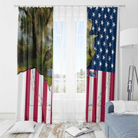 Custom American Flag Turkey Hunting Window Curtain with Illinois State Outline Country Farm Scene - Wonder Print Shop