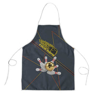 Custom Golden Bowling Shirts For Men, Flame Bowling Apron with Flaming Bowling Ball Striking Pins And Geometric Line Pattern - Wonder Print Shop