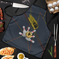 Custom Golden Bowling Shirts For Men, Flame Bowling Apron with Flaming Bowling Ball Striking Pins And Geometric Line Pattern - Wonder Print Shop