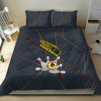 Custom Golden Bowling Shirts For Men, Flame Bowling Bedding Set with Flaming Bowling Ball Striking Pins And Geometric Line Pattern - Wonder Print Shop