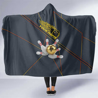 Custom Golden Bowling Shirts For Men, Flame Bowling Hooded Blanket with Flaming Bowling Ball Striking Pins And Geometric Line Pattern - Wonder Print Shop