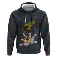 Custom Golden Bowling Shirts For Men, Flame Bowling Hoodie with Flaming Bowling Ball Striking Pins And Geometric Line Pattern - Wonder Print Shop