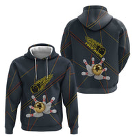 Custom Golden Bowling Shirts For Men, Flame Bowling Hoodie with Flaming Bowling Ball Striking Pins And Geometric Line Pattern - Wonder Print Shop