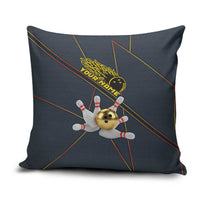 Custom Golden Bowling Shirts For Men, Flame Bowling Pillow Cover with Flaming Bowling Ball Striking Pins And Geometric Line Pattern - Wonder Print Shop