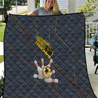 Custom Golden Bowling Shirts For Men, Flame Bowling Quilt with Flaming Bowling Ball Striking Pins And Geometric Line Pattern - Wonder Print Shop