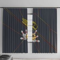 Custom Golden Bowling Shirts For Men, Flame Bowling Window Curtain with Flaming Bowling Ball Striking Pins And Geometric Line Pattern - Wonder Print Shop