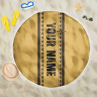 Custom Retro Bowling Beach Blanket with Diamond Stripe Pattern North Bowl Logo - Wonder Print Shop