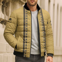 Custom Retro Bowling Bomber Puffer Jacket with Diamond Stripe Pattern North Bowl Logo - Wonder Print Shop