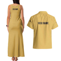Custom Retro Bowling Couples Matching Tank Maxi Dress and Hawaiian Shirt with Diamond Stripe Pattern North Bowl Logo - Wonder Print Shop