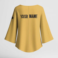 Custom Retro Bowling Kimono Sleeve Blouse with Diamond Stripe Pattern North Bowl Logo - Wonder Print Shop