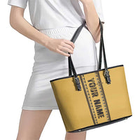 Custom Retro Bowling Leather Tote Bag with Diamond Stripe Pattern North Bowl Logo - Wonder Print Shop