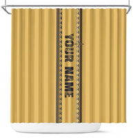 Custom Retro Bowling Shower Curtain with Diamond Stripe Pattern North Bowl Logo - Wonder Print Shop