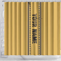 Custom Retro Bowling Shower Curtain with Diamond Stripe Pattern North Bowl Logo - Wonder Print Shop