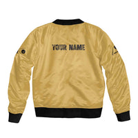 Custom Retro Bowling Sleeve Zip Bomber Jacket with Diamond Stripe Pattern North Bowl Logo - Wonder Print Shop