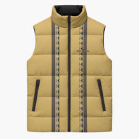 Custom Retro Bowling Sleeveless Puffer Jacket with Diamond Stripe Pattern North Bowl Logo - Wonder Print Shop
