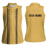 Custom Retro Bowling Women Sleeveless Polo Shirt with Diamond Stripe Pattern North Bowl Logo - Wonder Print Shop