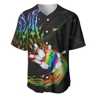 Custom Bowling Quarter Rainbow fFame Bowling Ball Baseball Jersey with Colorful Flaming Strike Design Rainbow Ball - Wonder Print Shop