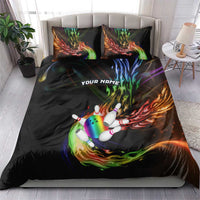 Custom Bowling Quarter Rainbow fFame Bowling Ball Bedding Set with Colorful Flaming Strike Design Rainbow Ball - Wonder Print Shop