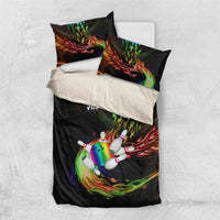 Custom Bowling Quarter Rainbow fFame Bowling Ball Bedding Set with Colorful Flaming Strike Design Rainbow Ball - Wonder Print Shop