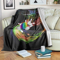 Custom Bowling Quarter Rainbow fFame Bowling Ball Blanket with Colorful Flaming Strike Design Rainbow Ball - Wonder Print Shop
