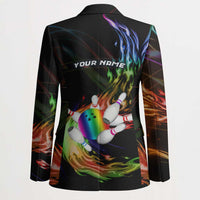 Custom Bowling Quarter Rainbow fFame Bowling Ball Blazer with Colorful Flaming Strike Design Rainbow Ball - Wonder Print Shop