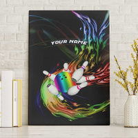 Custom Bowling Quarter Rainbow fFame Bowling Ball Canvas Wall Art with Colorful Flaming Strike Design Rainbow Ball - Wonder Print Shop
