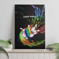 Custom Bowling Quarter Rainbow fFame Bowling Ball Canvas Wall Art with Colorful Flaming Strike Design Rainbow Ball - Wonder Print Shop