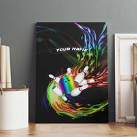 Custom Bowling Quarter Rainbow fFame Bowling Ball Canvas Wall Art with Colorful Flaming Strike Design Rainbow Ball - Wonder Print Shop