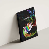 Custom Bowling Quarter Rainbow fFame Bowling Ball Canvas Wall Art with Colorful Flaming Strike Design Rainbow Ball - Wonder Print Shop
