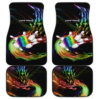 Custom Bowling Quarter Rainbow fFame Bowling Ball Car Mats with Colorful Flaming Strike Design Rainbow Ball - Wonder Print Shop