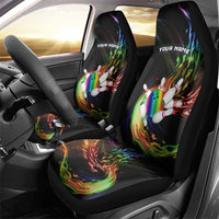 Custom Bowling Quarter Rainbow fFame Bowling Ball Car Seat Cover with Colorful Flaming Strike Design Rainbow Ball - Wonder Print Shop