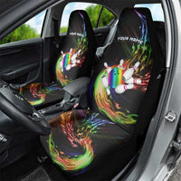 Custom Bowling Quarter Rainbow fFame Bowling Ball Car Seat Cover with Colorful Flaming Strike Design Rainbow Ball - Wonder Print Shop