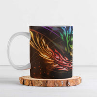 Custom Bowling Quarter Rainbow fFame Bowling Ball Ceramic Mug with Colorful Flaming Strike Design Rainbow Ball - Wonder Print Shop