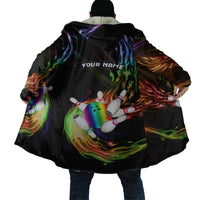 Custom Bowling Quarter Rainbow fFame Bowling Ball Cloak with Colorful Flaming Strike Design Rainbow Ball - Wonder Print Shop