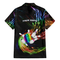 Custom Bowling Quarter Rainbow fFame Bowling Ball Family Matching Mermaid Dress and Hawaiian Shirt with Colorful Flaming Strike Design Rainbow Ball - Wonder Print Shop