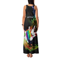 Custom Bowling Quarter Rainbow fFame Bowling Ball Family Matching Tank Maxi Dress and Hawaiian Shirt with Colorful Flaming Strike Design Rainbow Ball - Wonder Print Shop