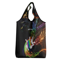 Custom Bowling Quarter Rainbow fFame Bowling Ball Grocery Bag with Colorful Flaming Strike Design Rainbow Ball - Wonder Print Shop
