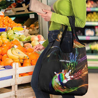 Custom Bowling Quarter Rainbow fFame Bowling Ball Grocery Bag with Colorful Flaming Strike Design Rainbow Ball - Wonder Print Shop