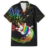 Custom Bowling Quarter Rainbow fFame Bowling Ball Hawaiian Shirt with Colorful Flaming Strike Design Rainbow Ball - Wonder Print Shop